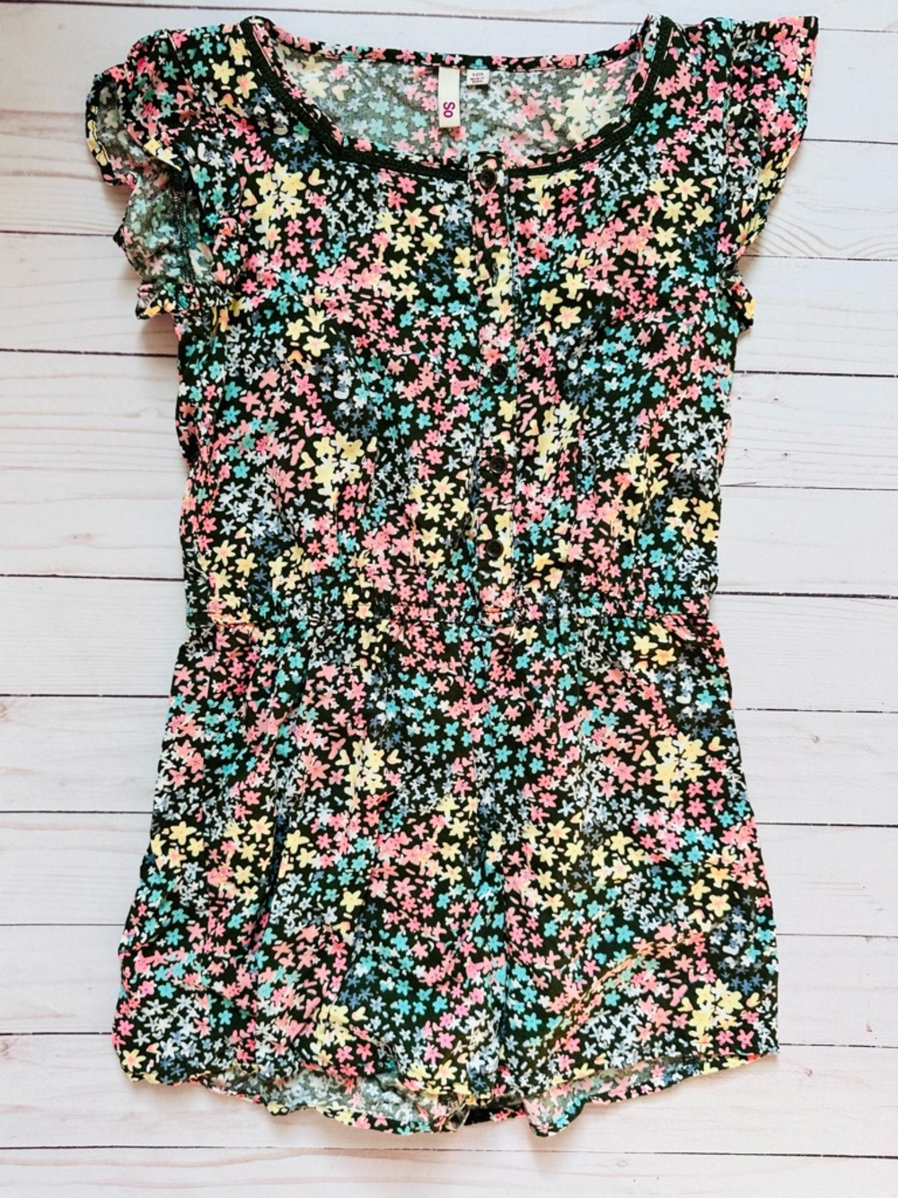 Girls Floral Romper (size 7)
